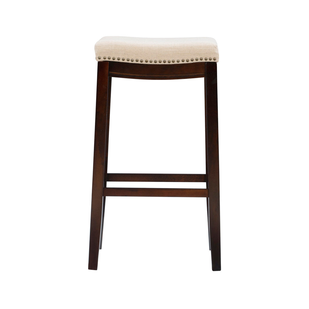 Arlyce Counter & Bar Solid Wood Backless Stool with Upholstered Seat Lark Manor™ Seat Height: Bar Stool (32.25" Seat Height)