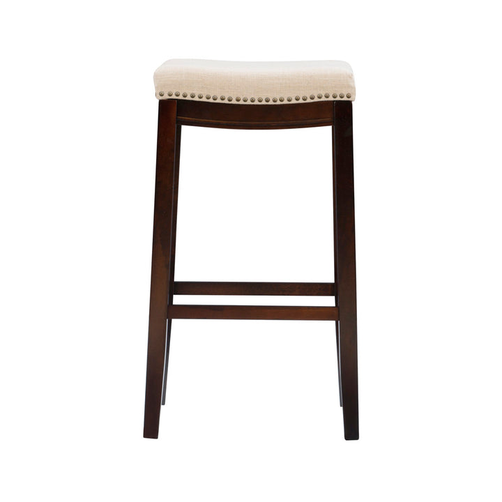 Arlyce Counter & Bar Solid Wood Backless Stool with Upholstered Seat Lark Manor™ Seat Height: Bar Stool (32.25" Seat Height)