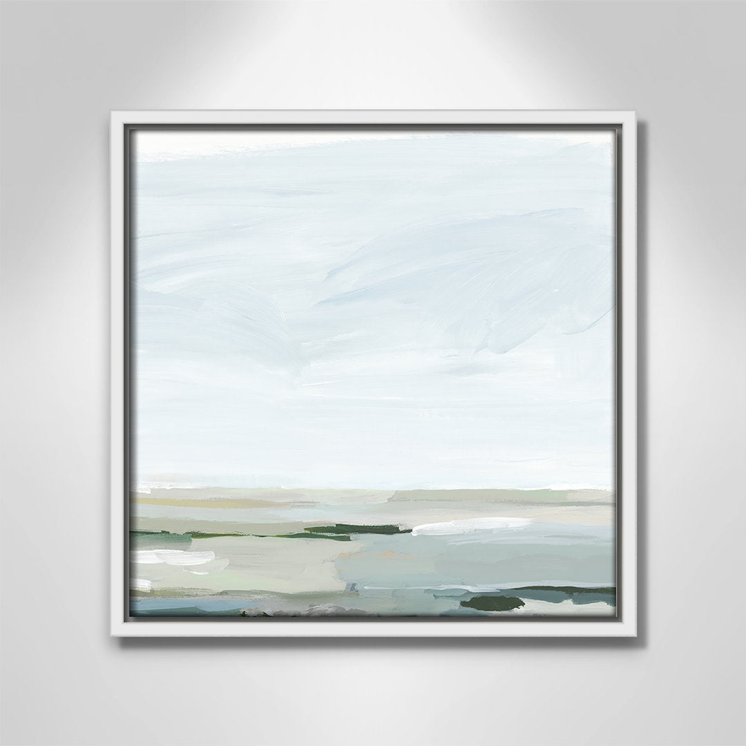 Pure Stillness - Floater Frame Painting Print on Canvas Joss & Main Size: 13.5" H x 13.5" W x 2" D Format: White