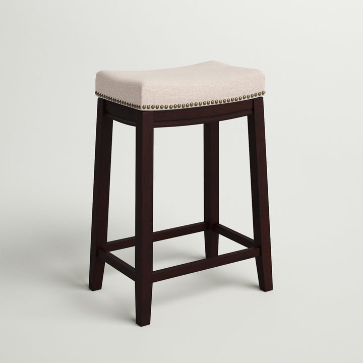 Arlyce Counter & Bar Solid Wood Backless Stool with Upholstered Seat Lark Manor™ Seat Height: Counter Stool (26.5" Seat Height)