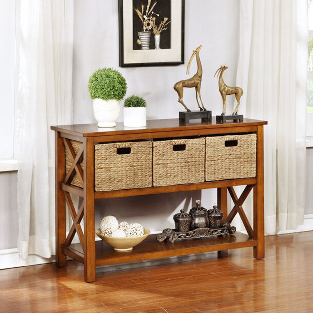 Rectangular Natural Water Hyacinth Hand Woven Rattan Wicker Storage Basket Set with Iron Wire Frame Bay Isle Home™ Pack Size: 4
