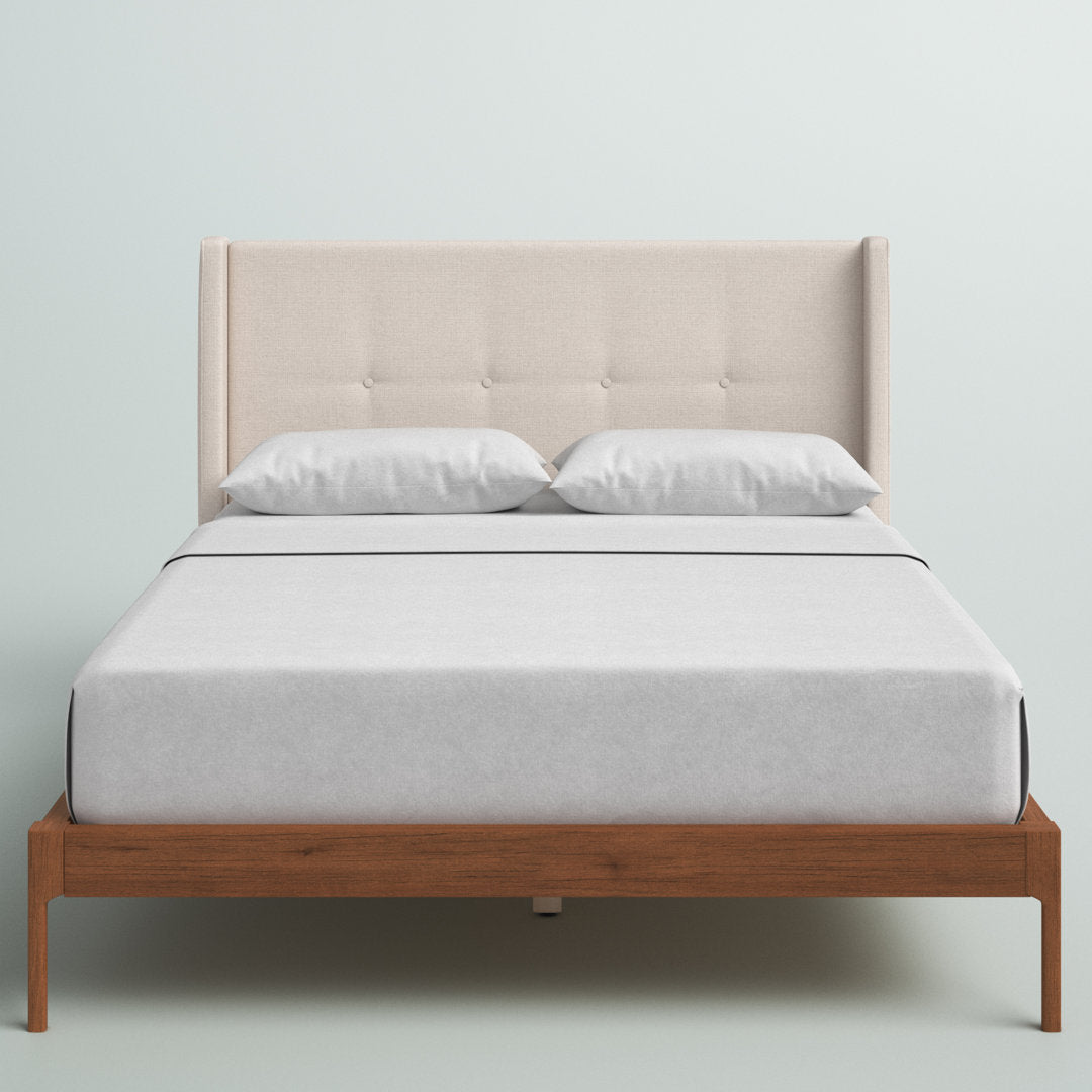 Ellerman Tufted Platform Bed Mercury Row® Color: Light Beige Size: Queen