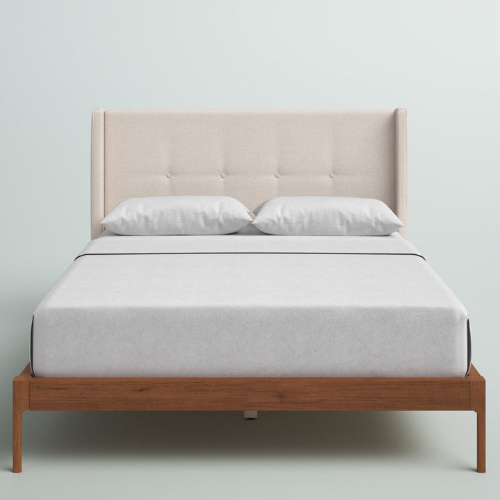 Ellerman Tufted Platform Bed Mercury Row® Color: Light Beige Size: Queen