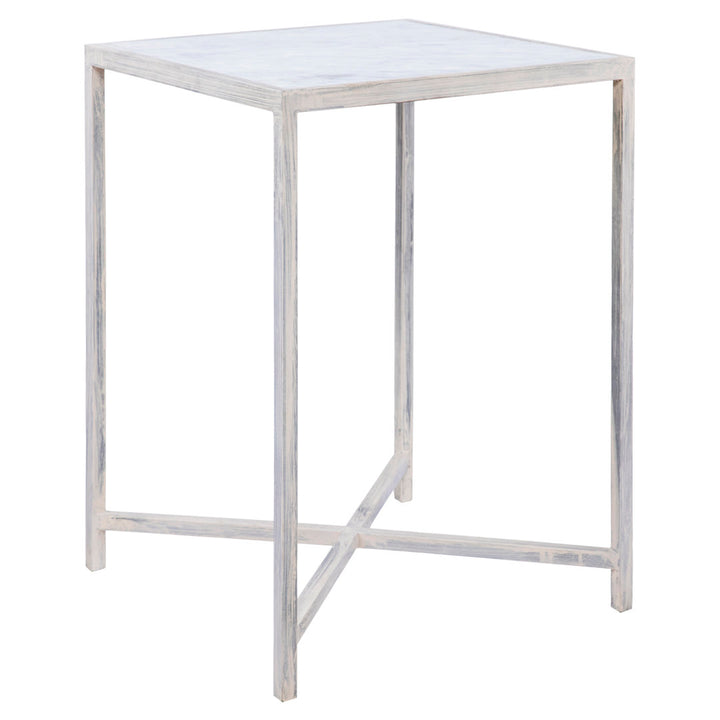 LA Marble Cross Legs End Table ellahome Table Base Color: Deep Ocean