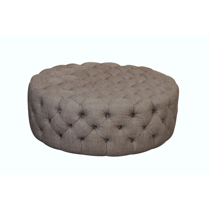 Armenio Round Ottoman - 17" H x 45" W x 45" D Lark Manor™ Fabric: Brown Polyester Blend