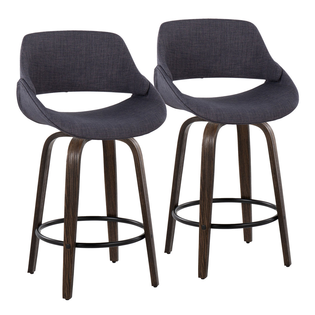 Lakyia Upholstered Bar & Counter Stool with Round Footrest George Oliver Upholstery: Charcoal, Seat Height: Counter Stool (26" Seat Height)