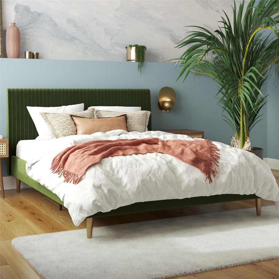 Daphne Upholstered Low Profile Platform Bed Mr. Kate Color: Olive Green Velvet Size: Full