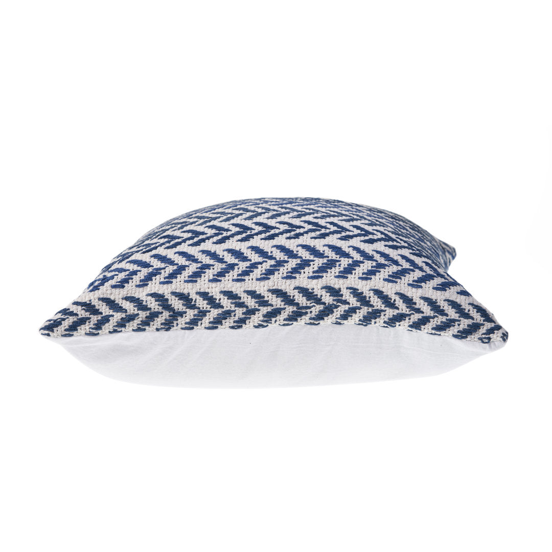 Hand-Woven Chevron Cotton Throw Pillow Rajani Home Color: Blue