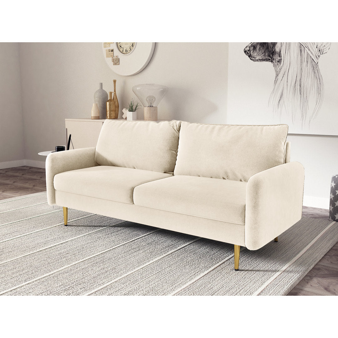Javonta 70'' Upholstered Sofa Everly Quinn Fabric: Beige Velvet
