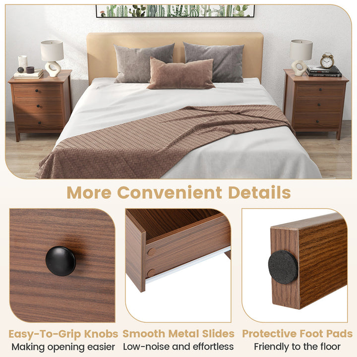 Aeihso 3 - Drawer End Table Nightstand Beside Accent Table Brown Bedroom Red Barrel Studio®