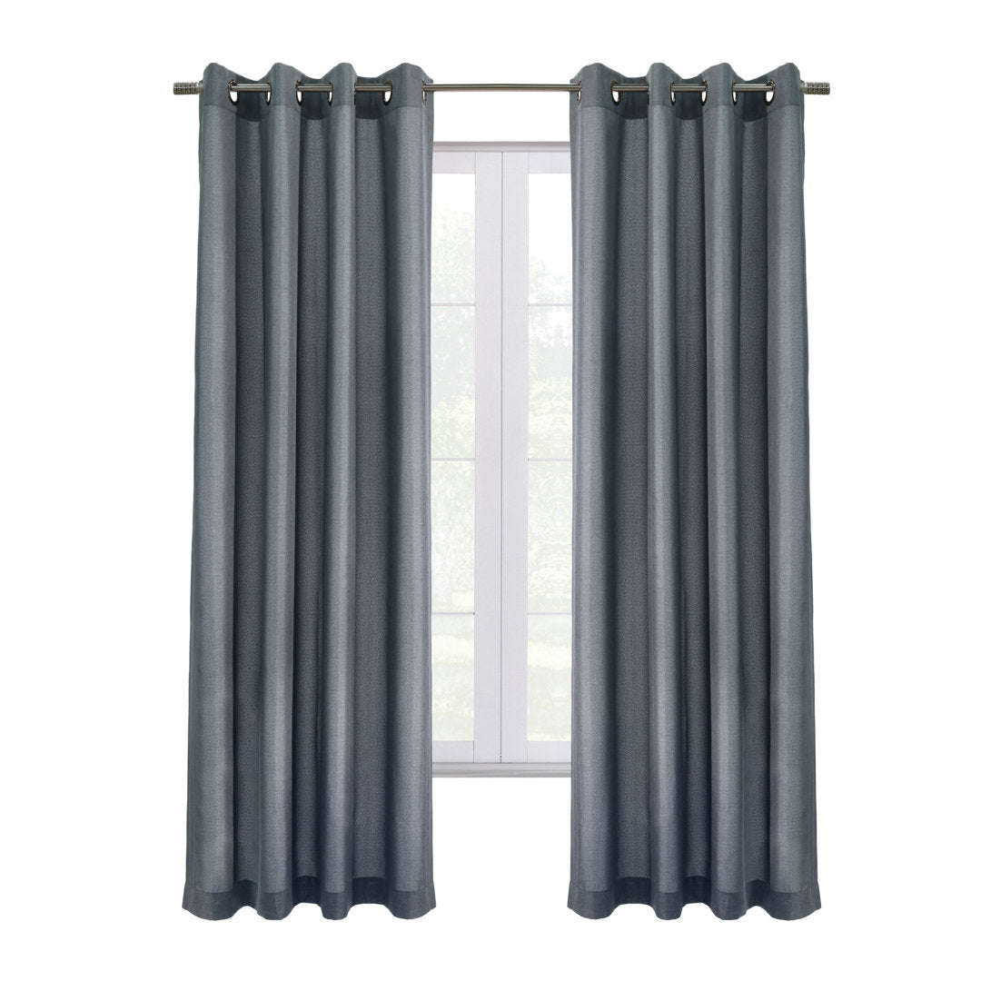Danalynn Linen Solid Max Blackout Grommet Single Curtain Panel Latitude Run® Curtain Color: Blue Size per Panel: 52" W x 63" L