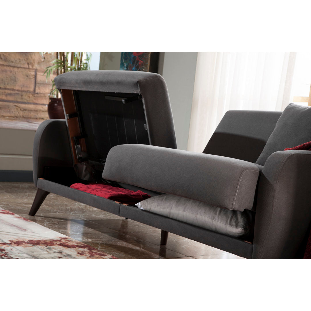 Lelana Twin 78.75 Polyester Tufted Sofa Brayden Studio® Fabric: Charcoal