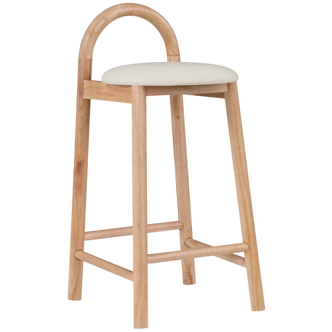 Bartolomea 27" Counter Bar Stool Latitude Run® Frame Color: Natural, Seat Color: Soft Cream Faux Leather