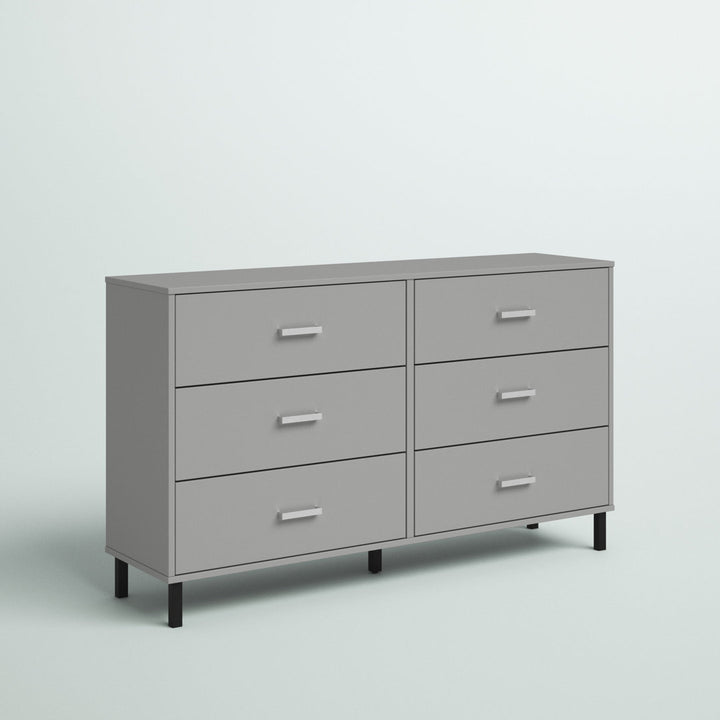 Alexei 6 Drawer 58.5" W Double Dresser Zipcode Design™ Color: Gray