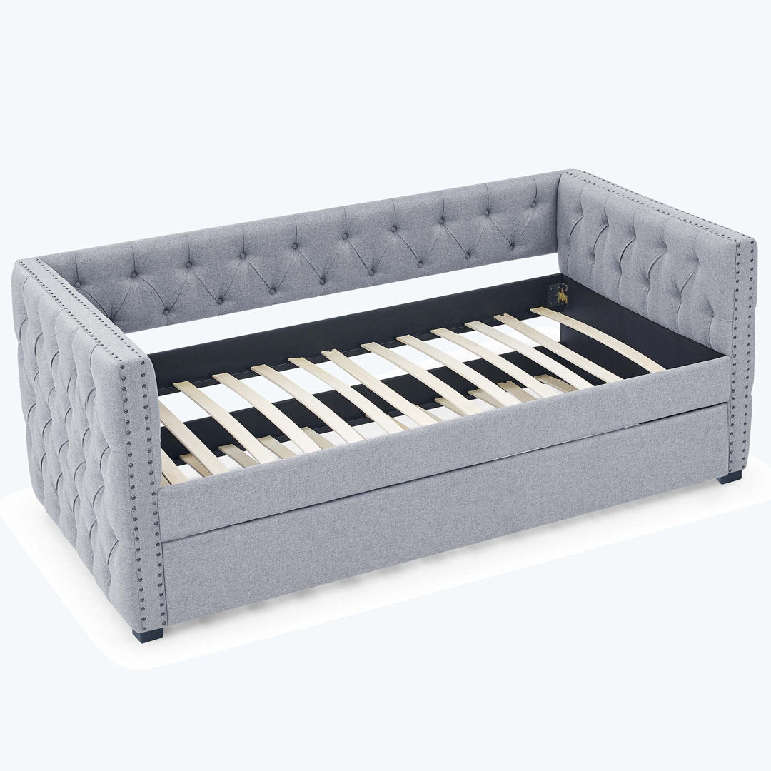 Daybed With Trundle Upholstered Tufted Sofa Bed,Platfrom Bed,Bed Frame Red Barrel Studio® Color: Gray Size: Twin Drawers Included: No