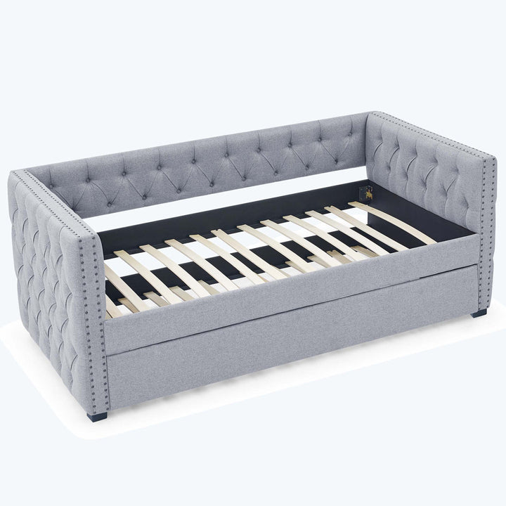 Daybed With Trundle Upholstered Tufted Sofa Bed,Platfrom Bed,Bed Frame Red Barrel Studio® Color: Gray Size: Twin Drawers Included: No