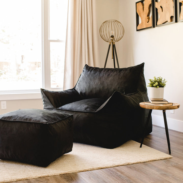 Big Joe Imperial Bean Bag Lounger Big Joe Fabric: Black Plush 100% Polyester