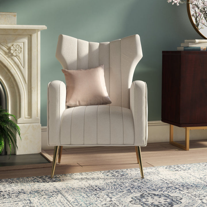 Floreal 27.5" Wide Velvet Wingback Chair Etta Avenue™ Fabric: Beige