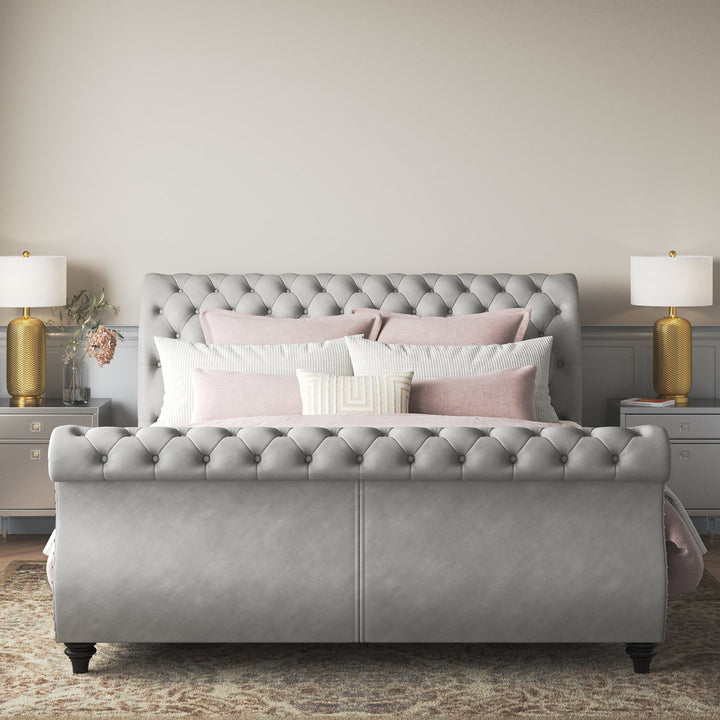Matos Tufted Upholstered Sleigh Bed Rosdorf Park Color: Gray Size: King