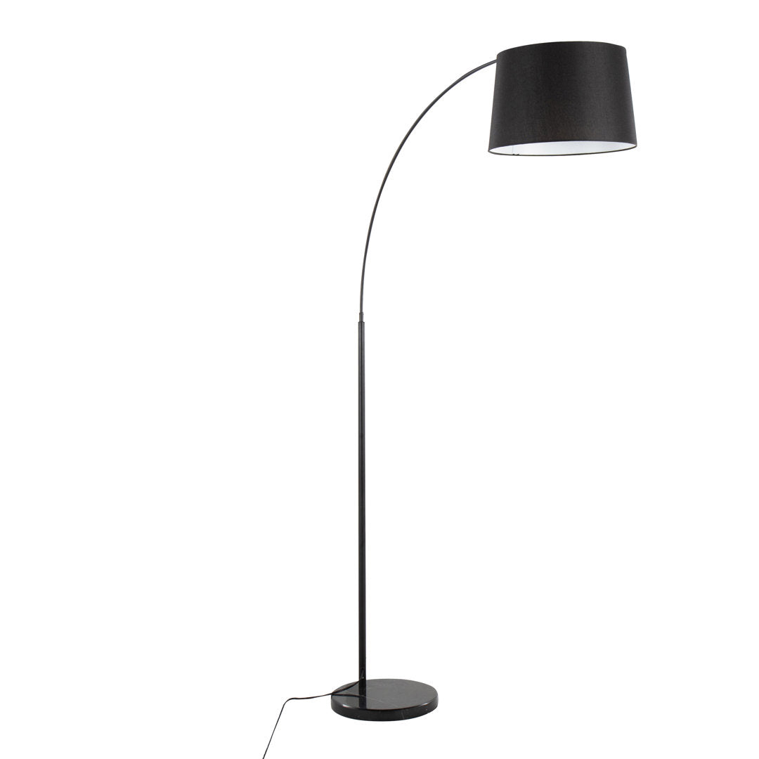 74" Arched Floor Lamp Latitude Run® Shade Color: Black Velvet Base Finish: Black