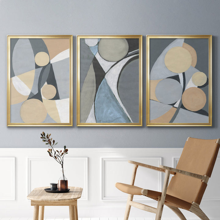 A Soft Jeweled Geometric II - 3 Piece Painting Print Set (Set of 3) Wade Logan® Size: 22.5" H x 91.5" W x 1.5" D Format: Gold Framed Canvas