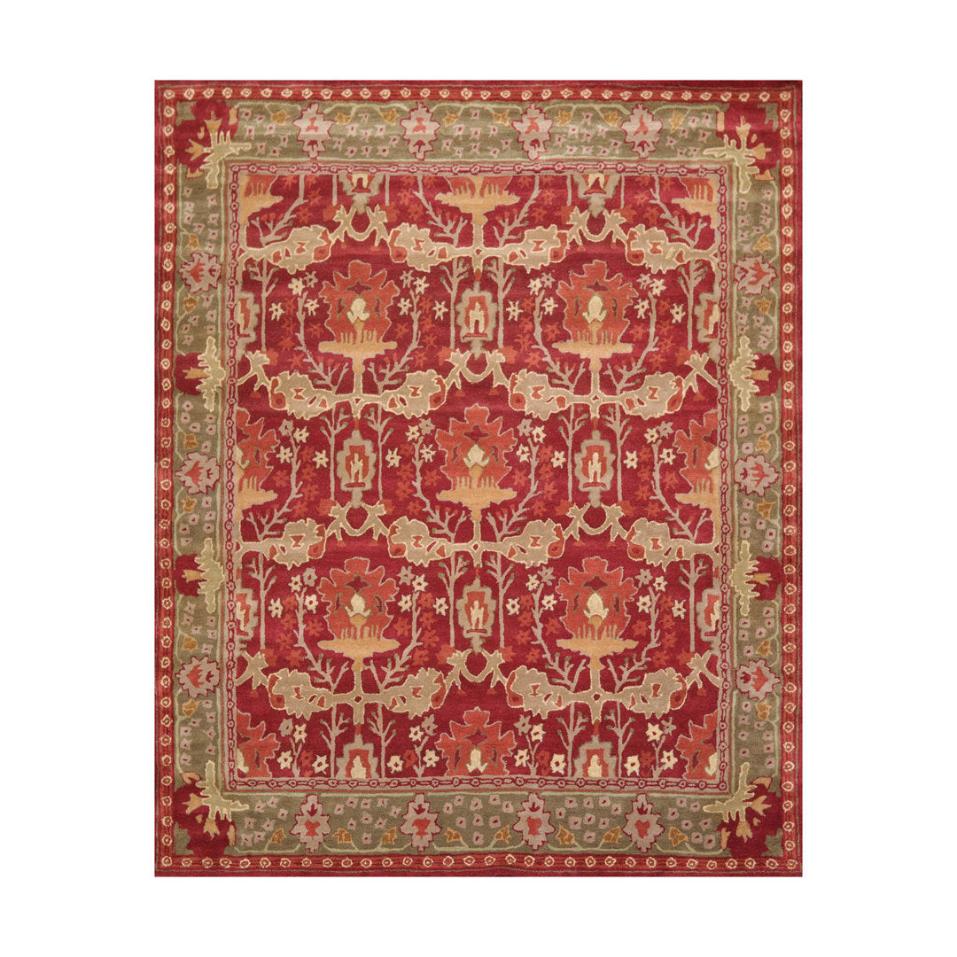 Handmade Tufted Wool Red/Green Area Rug Oriental Rug of Houston Rug Size: Rectangle 7'9'' x 9'9''