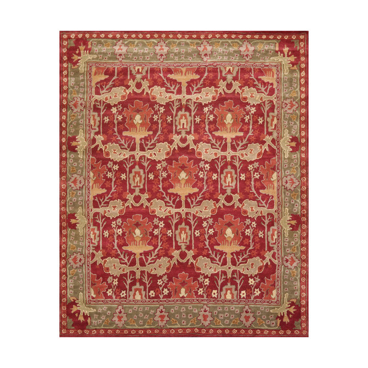 Handmade Tufted Wool Red/Green Area Rug Oriental Rug of Houston Rug Size: Rectangle 7'9'' x 9'9''