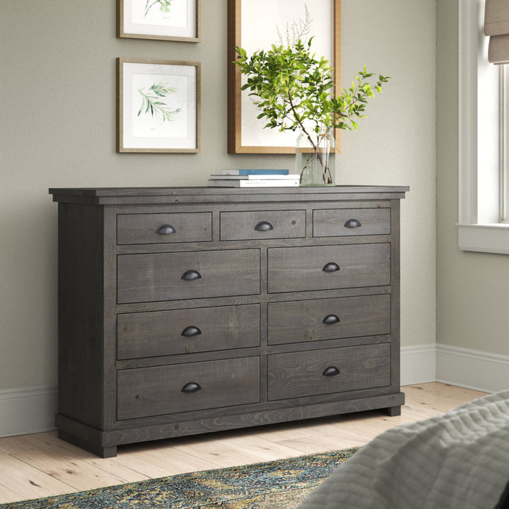 Wolferstorn 9 Drawer 64" W Dresser Birch Lane™ Color: Distressed Dark Gray