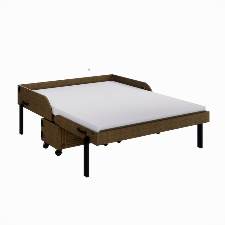 Imperial Queen Solid Wood Rolling Cabinet Bed with Mattress Red Barrel Studio® Color: Brown