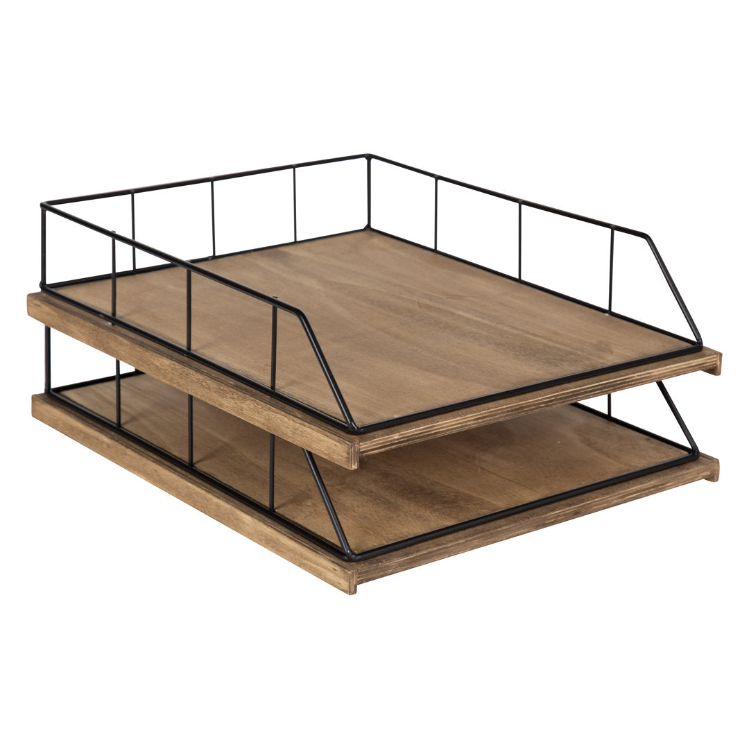 Mccaslin Wood And Metal File Organizer Gracie Oaks Finish: Rustic Wood, Black