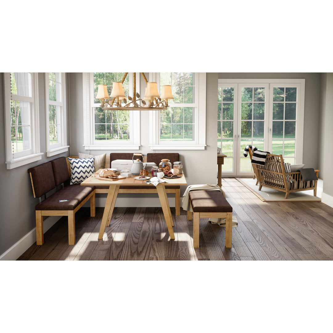 Desouza 3 - Piece Pine Solid Wood Breakfast Nook Dining Set Brayden Studio® Finish: Almond