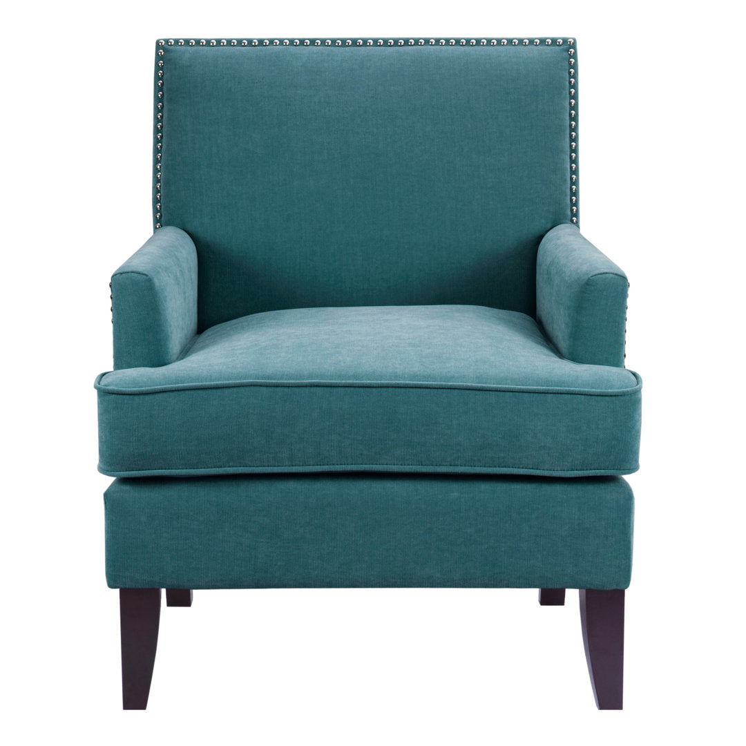 Colton Nailhead Club Chair Three Posts™ Upholstery Color: Teal Polyester