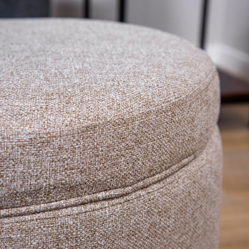 Amoret 19" Wide Round Storage Ottoman Andover Mills™ Upholstery Color: Light Brown