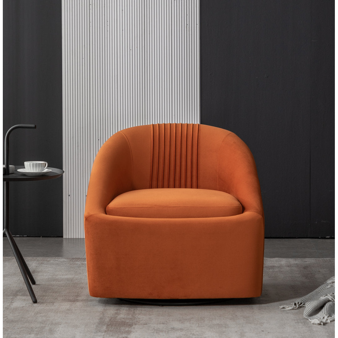 Arrun 28" W Velvet Swivel Barrel Chair (Set of 2) Wade Logan® Fabric: Orange Velvet