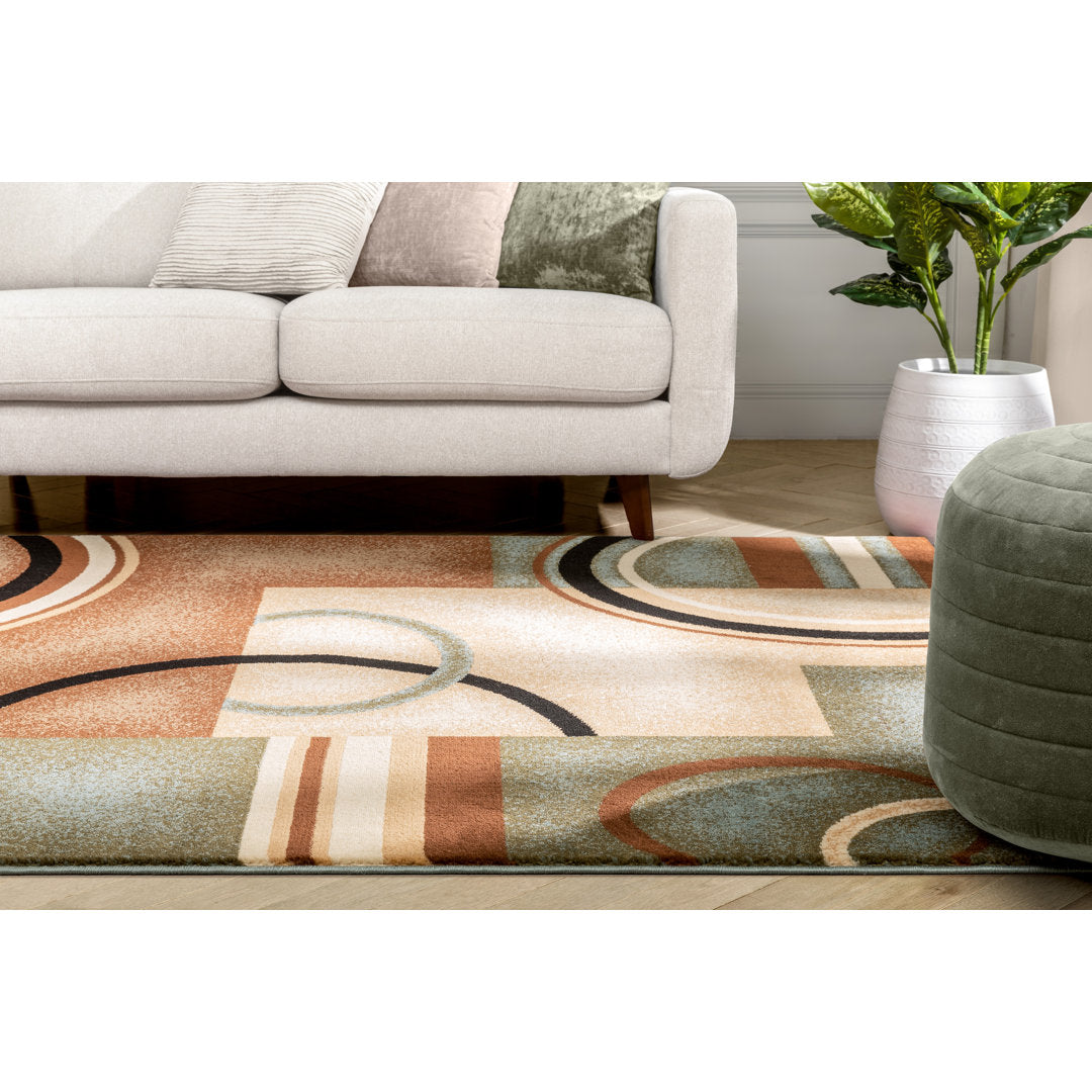 Abbie Arcs & Shapes Light Blue Modern Rug Winston Porter Rug Size: Runner 2'7" x 9'6"