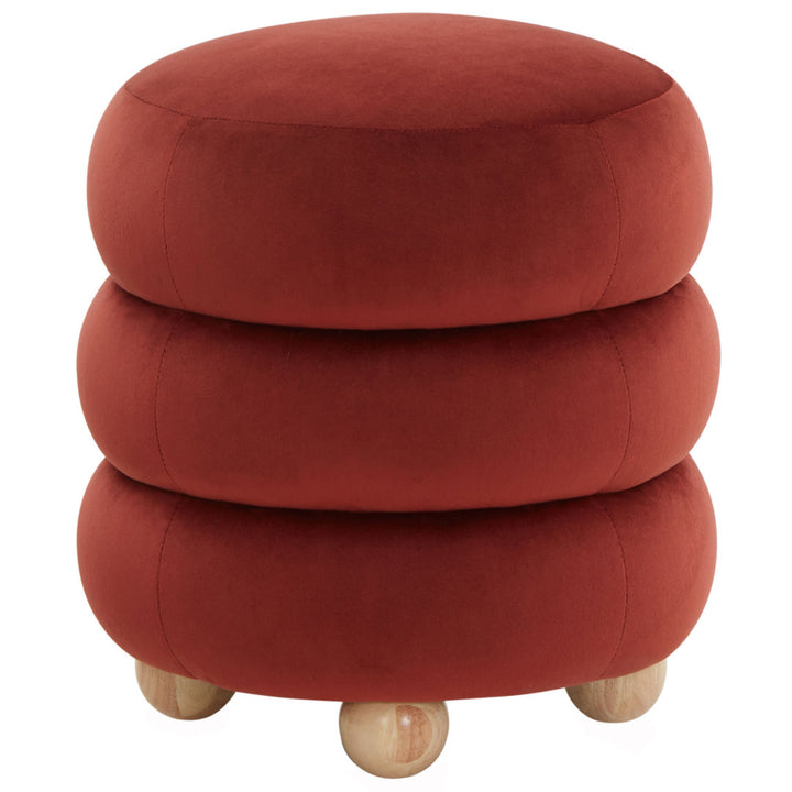 Dalisha 17.2" Wide Velvet Round Standard Ottoman Joss & Main Upholstery Color: Rust, Leg Color: Natural