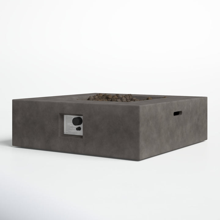 Rashid 12" H Concrete Outdoor Fire Pit Table AllModern Size: 12" H x 34" W x 34" D Finish: Charcoal