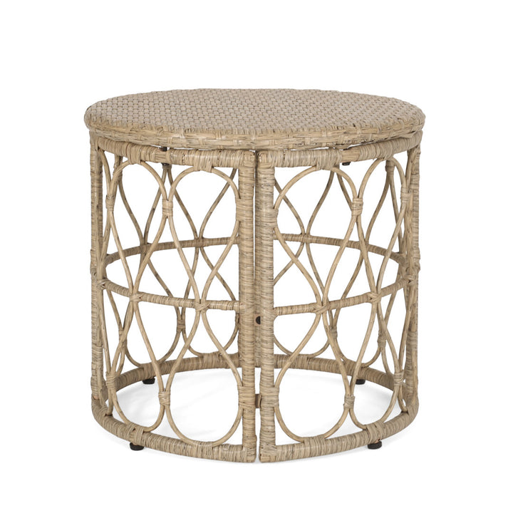 Abagaile Outdoor Wicker Side Table Bay Isle Home™ Color: Light Brown