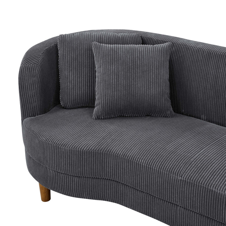 Lutanda 90" Round Arm Curved Sofa Ebern Designs Fabric: Dark Gray Corduroy