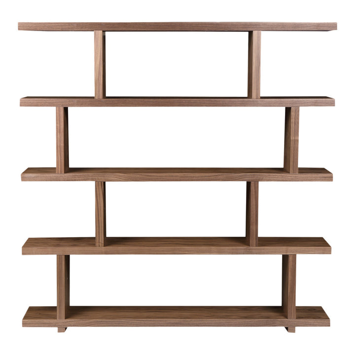 Annora 63" H x 63" W Geometric Bookcase AllModern Color: Walnut