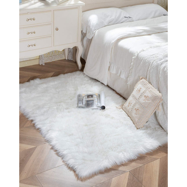 Kayzlynn Shag Faux Sheepskin White Rug Everly Quinn Rug Size: Rectangle 2' x 3'