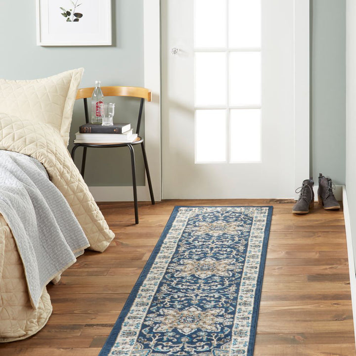 Mountview Oriental Area Rug in Navy/Ivory/Beige Andover Mills™ Rug Size: Runner 1'9" x 7'2"