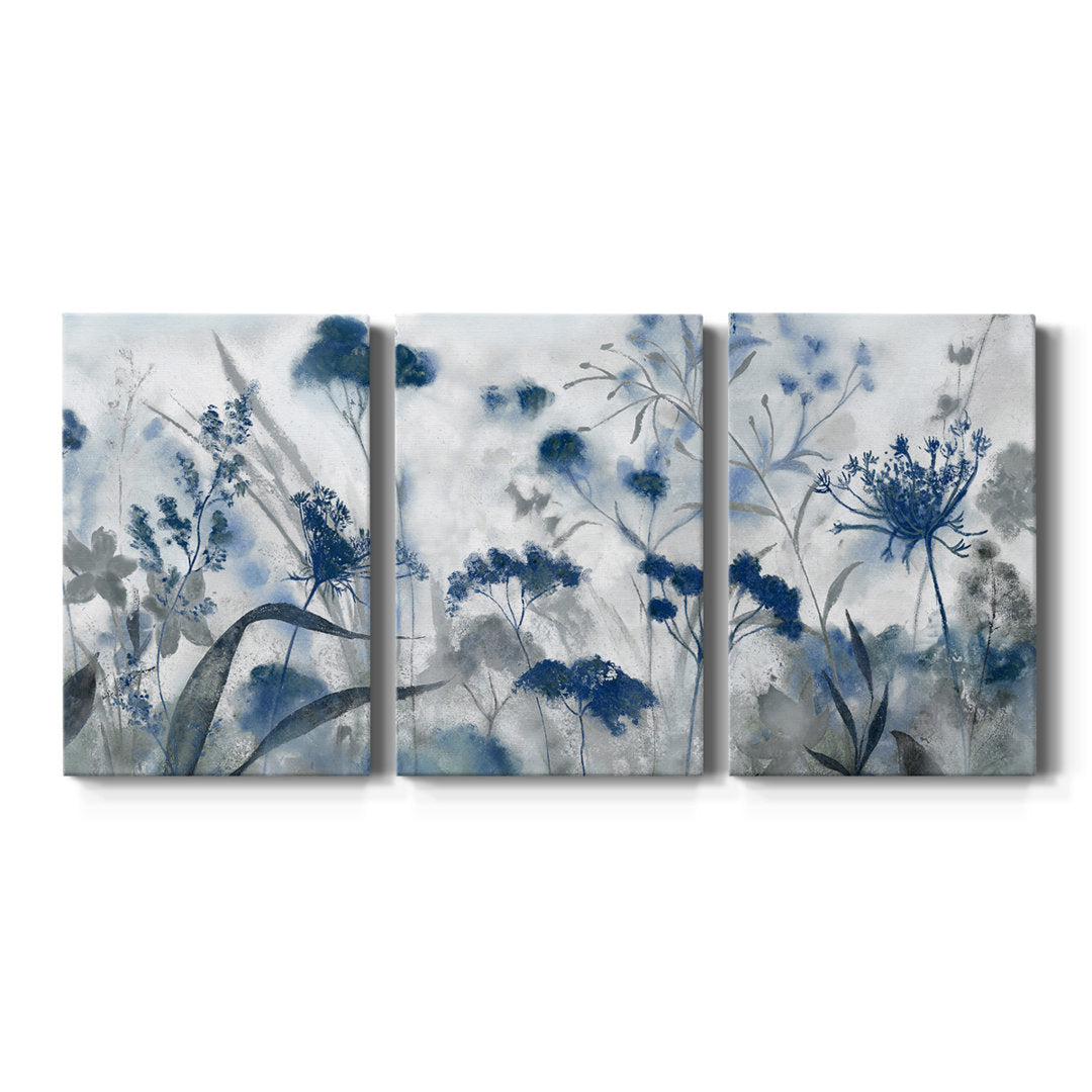 Inky Indigo - 3 Piece Picture Frame Print on Canvas Lark Manor™ Size: 36" H x 72" W x 1" D