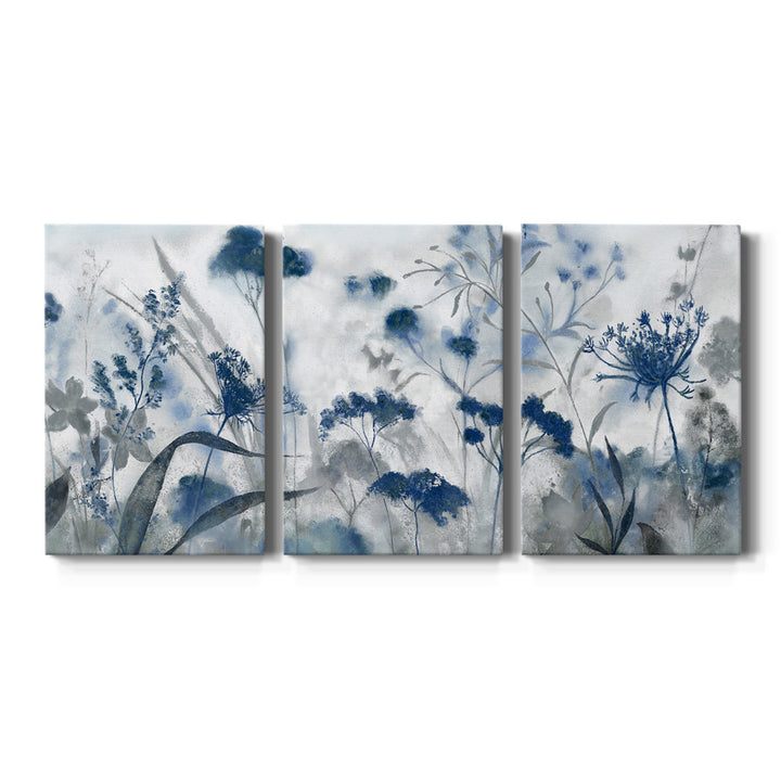 Inky Indigo - 3 Piece Picture Frame Print on Canvas Lark Manor™ Size: 36" H x 72" W x 1" D