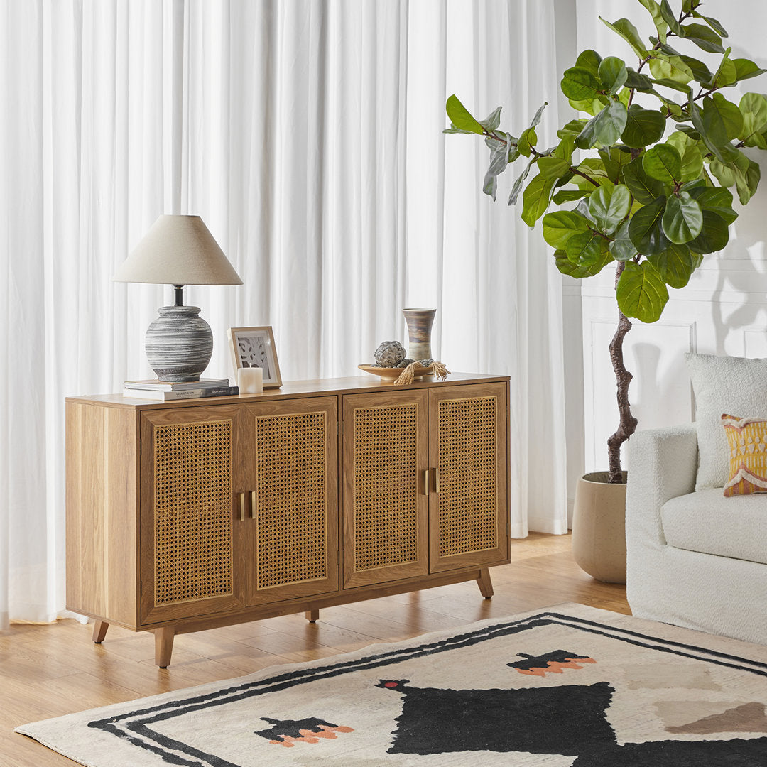 Emily 56.8''Rattan TV Stand With Storage Kelly Clarkson Home Color: Walnut