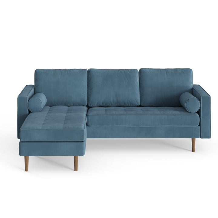 Geo 84" Wide Reversible Sofa and Chaise AllModern Body Fabric: Ocean Blue Performance Velvet