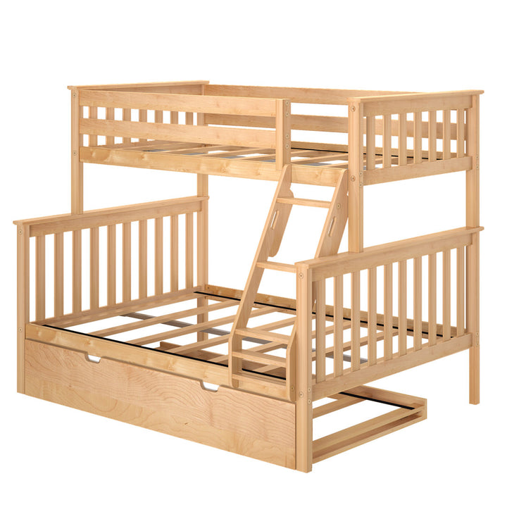 Bolles Solid Wood Standard Bunk Bed with Trundle Harriet Bee Bed Frame Color: Natural Size: Twin over Full