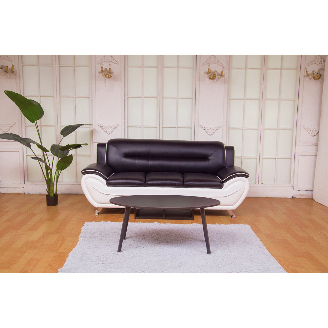 Mulvey 80" Faux Leather Pillow Top Arm Sofa Orren Ellis Upholstery Color: Black/White