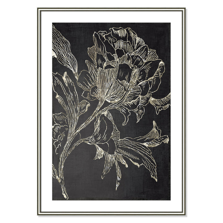 Golden Flower Folklore I by Asia Jensen - Picture Frame Graphic Art Print Joss & Main Size: 42.75" H x 30.75" W Format: Silver Framed