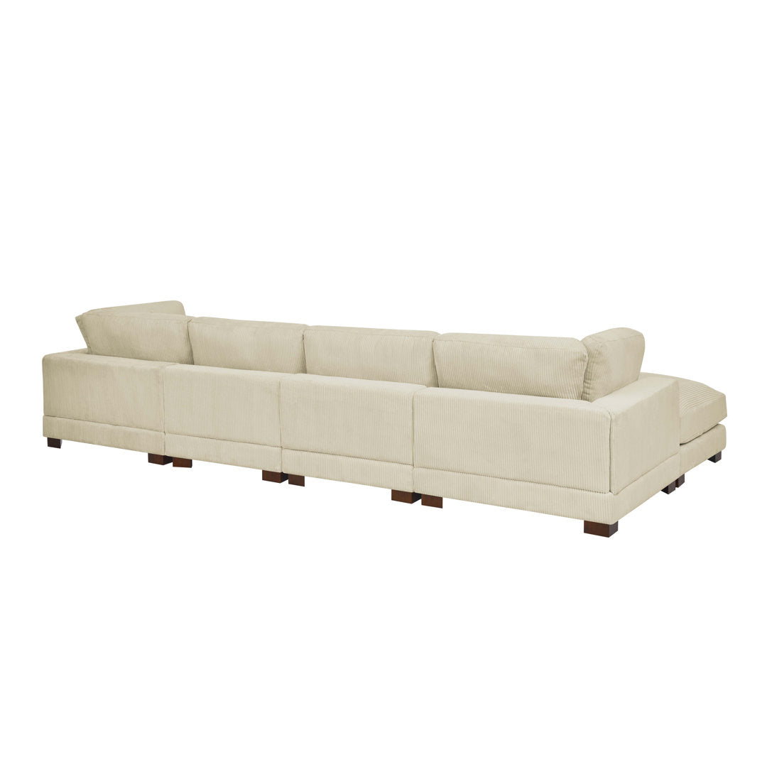 Andreco 144" Wide Reversible Modular Corner Sectional with Ottoman Wade Logan® Body Fabric: Beige Corduroy